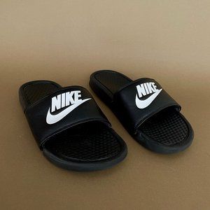 Nike Benassi JDI SLIDES Black White Mens 343880 090 Flip Flop Sandal – Size 10